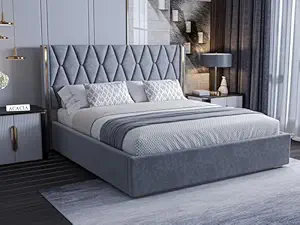 Modern Upholstered King Size Bed with Box Storage for Bedroom